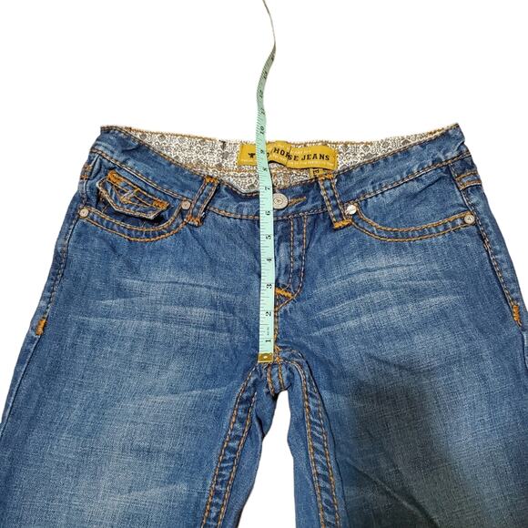 Iron Horse Jeans Straight Leg Denim Contrast Stitching Women's 4 Long Mid Wash - Picture 10 of 16